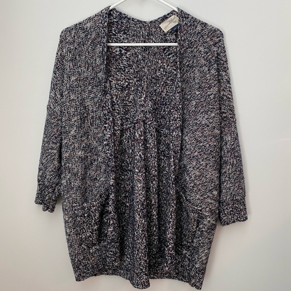 Universal Thread Navy, White, Orange Marled Cardigan Sweater